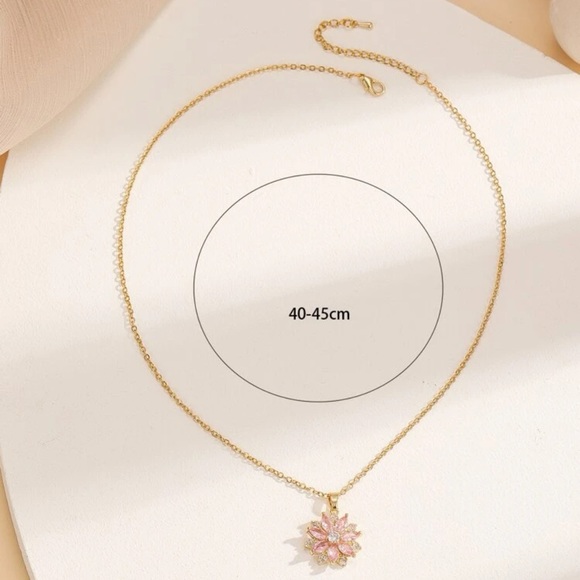 Floral Radiance Rhinestone Pendant Necklace - Picture 3 of 5